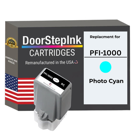 DoorStepInk Brand For Canon PFI-1000 Standard yield Photo Cyan Remanufactured in the USA Ink Cartridge, 0550C002