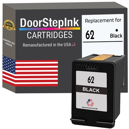 DoorStepInk Brand for HP 62 (C2P04AN) Black Remanufactured In USA Ink Cartridge
