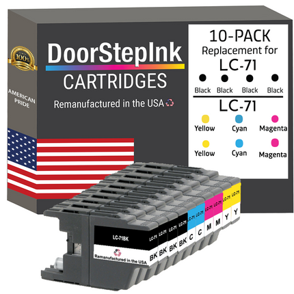DoorStepInk Remanufactured in the USA Ink Cartridges for Brother LC71 4 Black / 2 Each Color 10-pack