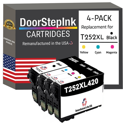 DoorStepInk Remanufactured in the USA Ink Cartridges for Epson T252XL Black / 3 Color 4-Pack