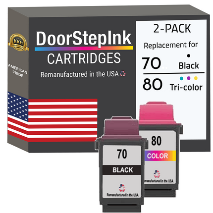 DoorStepInk Remanufactured in the USA Ink Cartridges for Lexmark #70 Black and #80 Tri-Color