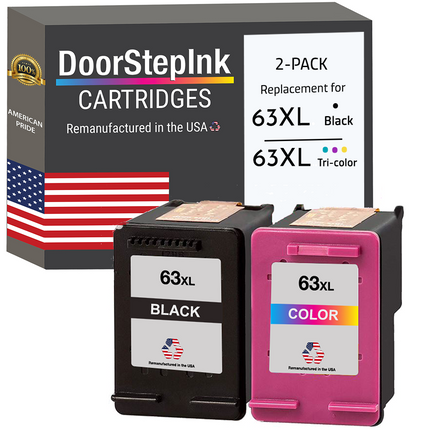 DoorStepInk Remanufactured in the USA Ink Cartridges for HP 63XL Black / Color Combo Pack