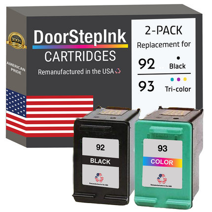 DoorStepInk Remanufactured in The USA Ink Cartridge for 92 C9362 Black and 93 C9361 Tri-Color