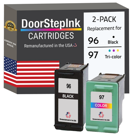 DoorStepInk Remanufactured in the USA Ink Cartridges for 96 C8767 Black and 97 C9363 Tri-color