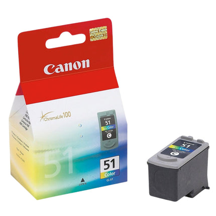 Original Canon CL-51 High Yield Tri-Color Ink Cartridge, 0618B002