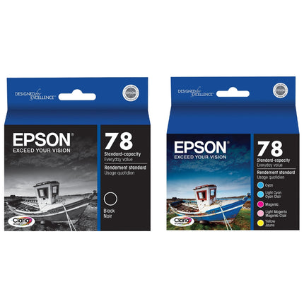 Epson 78 Claria black, Cyan, Light Cyan, Magenta, Light Magenta, Yellow Ink Cartridges, Pack Of 6, T078920