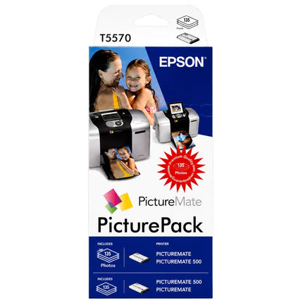 Original Epson T557 Colour Ink Cartridge & Photo Paper Pack, C13T557040BH