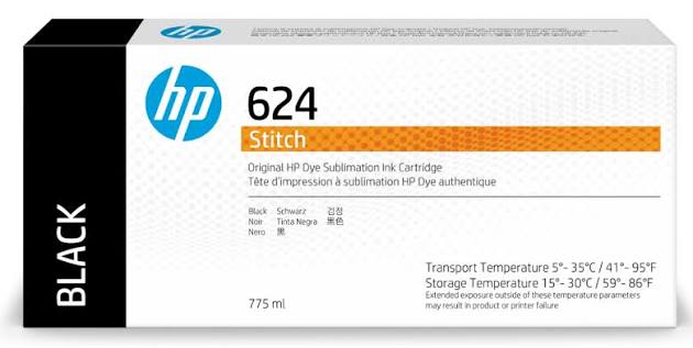Original HP 624 775ml Black Stitch Dye Sublimation Ink Cartridges, 2LL53A