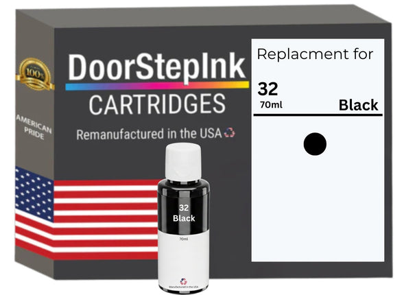 DoorStepInk Brand Replacement For HP 32 70ml Black Ink Bottle Made in the USA