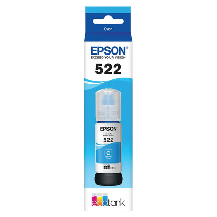Original Epson T522 High-Yield Cyan Ink Bottle, T522220