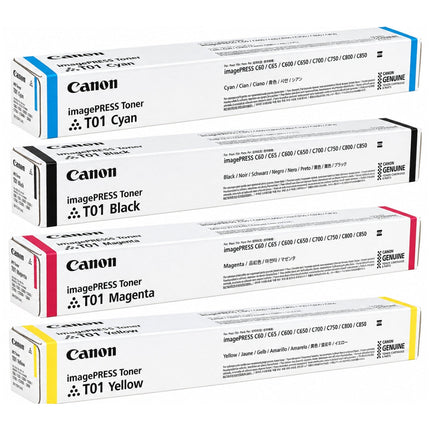 Original Canon T01 High Yield Multi-Color Toner Cartridge, 4-Pack