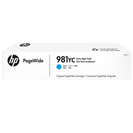 Original HP 981YC Extra High Yield Cyan PageWide Ink Cartridge, L0R17YC