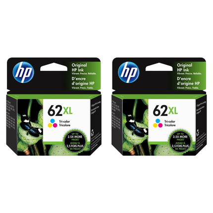 HP 62XL (C2P07AN) Tri-Color Ink Cartridge - Twin Pack