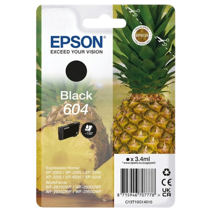 Original Epson 604 Standard Yield Black Ink Cartridge, C13T10G14010