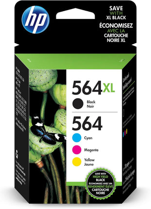 Original HP 564XL Black 564 Cyan, Magenta, Yellow ink cartridges-4 Pack