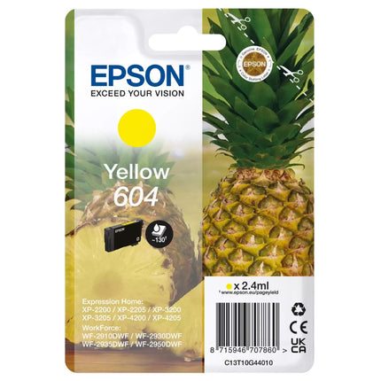 Original Epson 604 Standard Yield Yellow Ink Cartridge, C13T10G44010