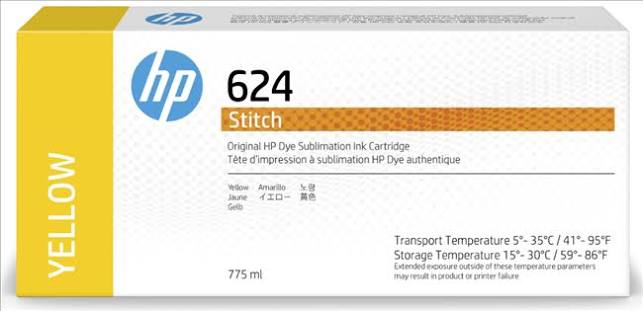 HP 624 775ml Yellow Stitch Dye Sublimation Ink Cartridges, 2LL56A