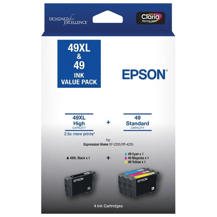 Original Epson 49XL Black & 49 Color Ink Cartridge, C13T10F996