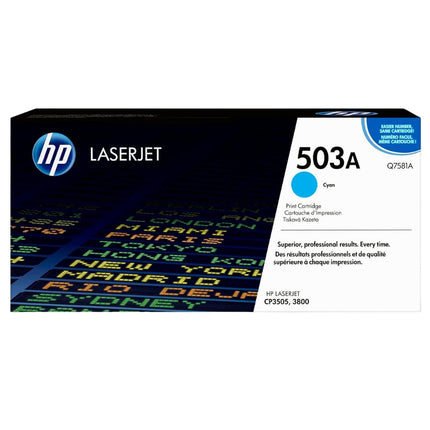 Original HP 503A Standard-Yield Cyan Toner Cartridge, Q7581A