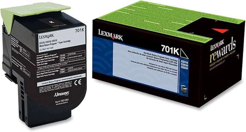 Orignal Lexmark 701K Standard Yield Black Toner Cartridge, 70C10K0