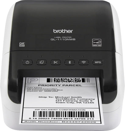 Original Brother QL-1110NWB Wide Format, Postage and Barcode Professional Thermal Monochrome Label Printer with Wireless Connectivity
