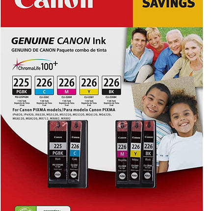 Canon 1 PGI-225 Black / CLI-226 1 Black and 3 Colors 5-Pack Ink Cartridge