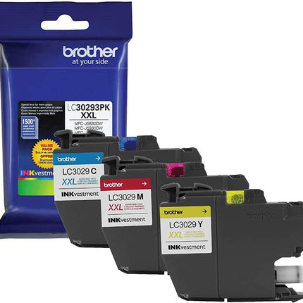 Brother LC3029 High-Yield Cyan, Magenta, Yellow Ink Cartridges, Pack Of 3