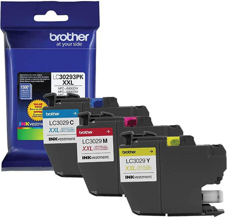 Brother LC3029XXL Extra High Yield Cyan, Magenta, Yellow Ink Cartridges, Pack Of 3