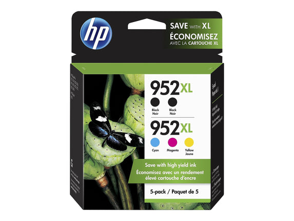 New Genuine HP 952XL 2 Black, Cyan, Magenta, Yellow Ink Cartridge - 5 Pack