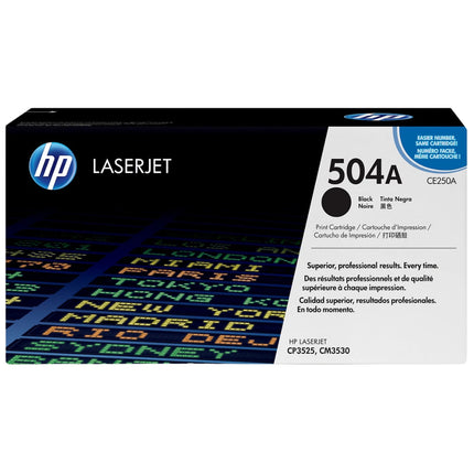 HP 504A Standard Yield Black LaserJet Toner Cartridge, CE250A
