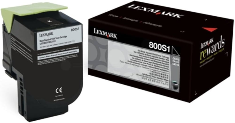 Genuine Lexmark 800S1 Standard Yield Black Toner Cartridge, 80C0S10