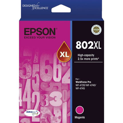 Original Epson T802XL High Yield Magenta Ink Cartridge, T802XL320