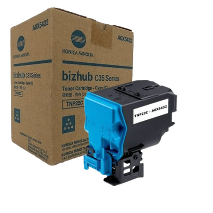 Original Konica Minolta TNP22C Standard Yield Cyan Toner Cartridge,A0X5432