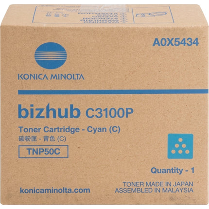 Original Konica Minolta TNP50C Standard Yield Cyan Toner Cartridge, A0X5434