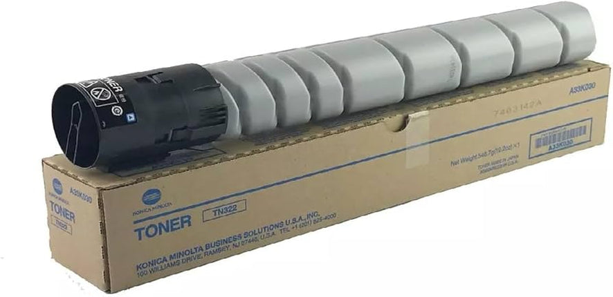 Original Konica Minolta TN322 Standard Yield Black Toner Cartridge, A33K030