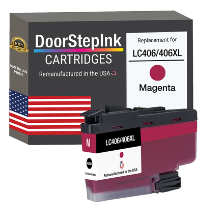 DoorStepInk Brand for Brother LC406/406XL Magenta Remanufactured in USA Inkjet Cartridge, LC406/406XLM