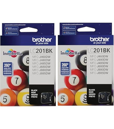 Original Brother LC201 Standard Yield Black ink bottle-2-Pack