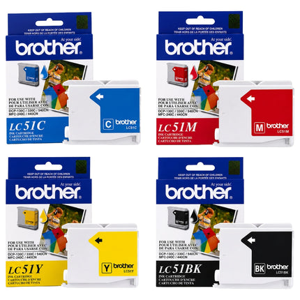 Brother LC51 Black, Cyan, Magenta & Yellow Ink Cartridge