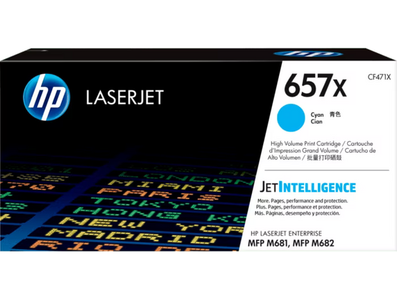 Original HP 657X High Yield Cyan Toner Cartridge, CF471X