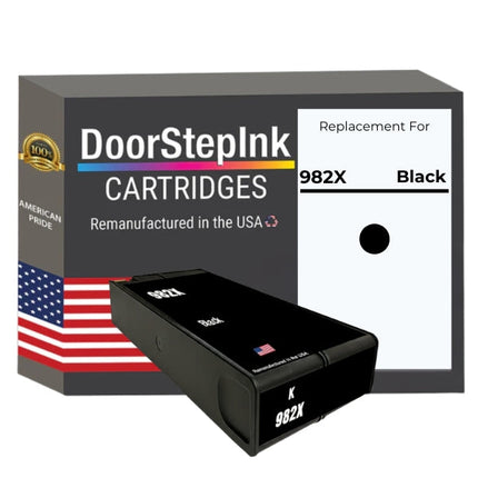 DoorStepInk Brand for HP 982X Black Remanufactured in the USA Ink Cartridge-T0B30A
