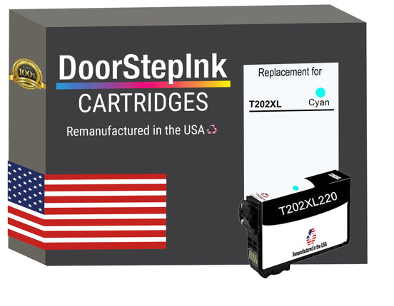 DoorStepInk Brand for Epson T202XL High Yield Cyan Remanufactured in USA Ink Cartridge, T202XL220