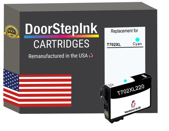 DoorStepInk Remanufactured in the USA Ink Cartridge for Epson T702XL Cyan