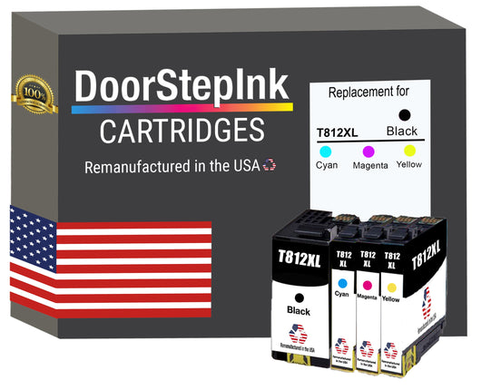 DoorStepInk Brand for Epson T812XL High Yield Remanufactured in USA Ink Cartridge,4-Pack