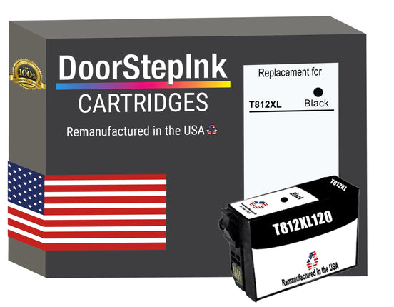 DoorStepInk Brand for Epson T812XL High Yield Black Remanufactured in USA Ink Cartridge,T812XL120