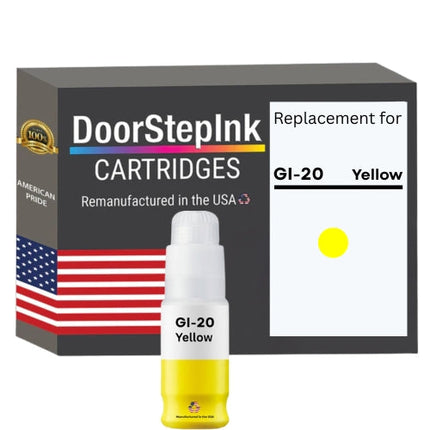 DoorStepInk Brand Replacement For Canon GI-20 (3396C001) 70 ml Yellow Ink Bottle Made in the USA