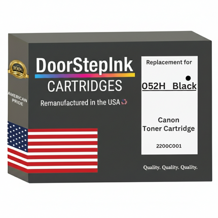 DoorStepInk Brand For Canon 052H High Yield Black Remanufactured in the USA LaserJet Toner Cartridge, 2200C001