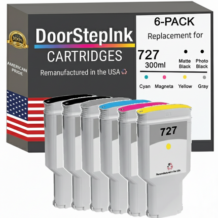 DoorStepInk Brand for HP 727XL 300mL 6-Pack Remanufactured in the USA Ink Cartridges