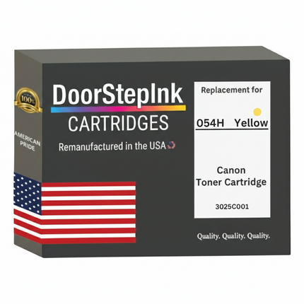 DoorStepInk Brand For Canon 054H High Yield Yellow Remanufactured in the USA LaserJet Toner Cartridge, 3025C001