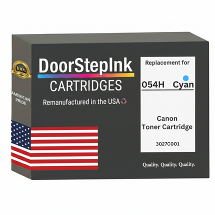 DoorStepInk Brand For Canon 054H High Yield Cyan Remanufactured in the USA LaserJet Toner Cartridge, 3027C001