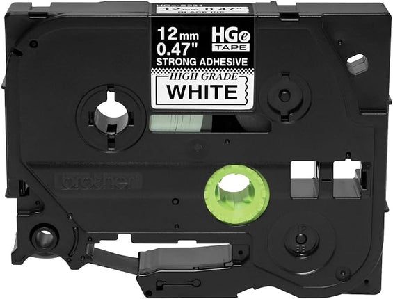 Genuine Brother P-Touch, HGE-S651 Extra Strength Adhesive, Black on Yellow Tape 12mm x 8m